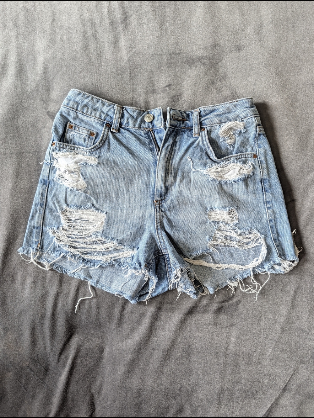 Topshop Light Blue Distressed Denim Shorts